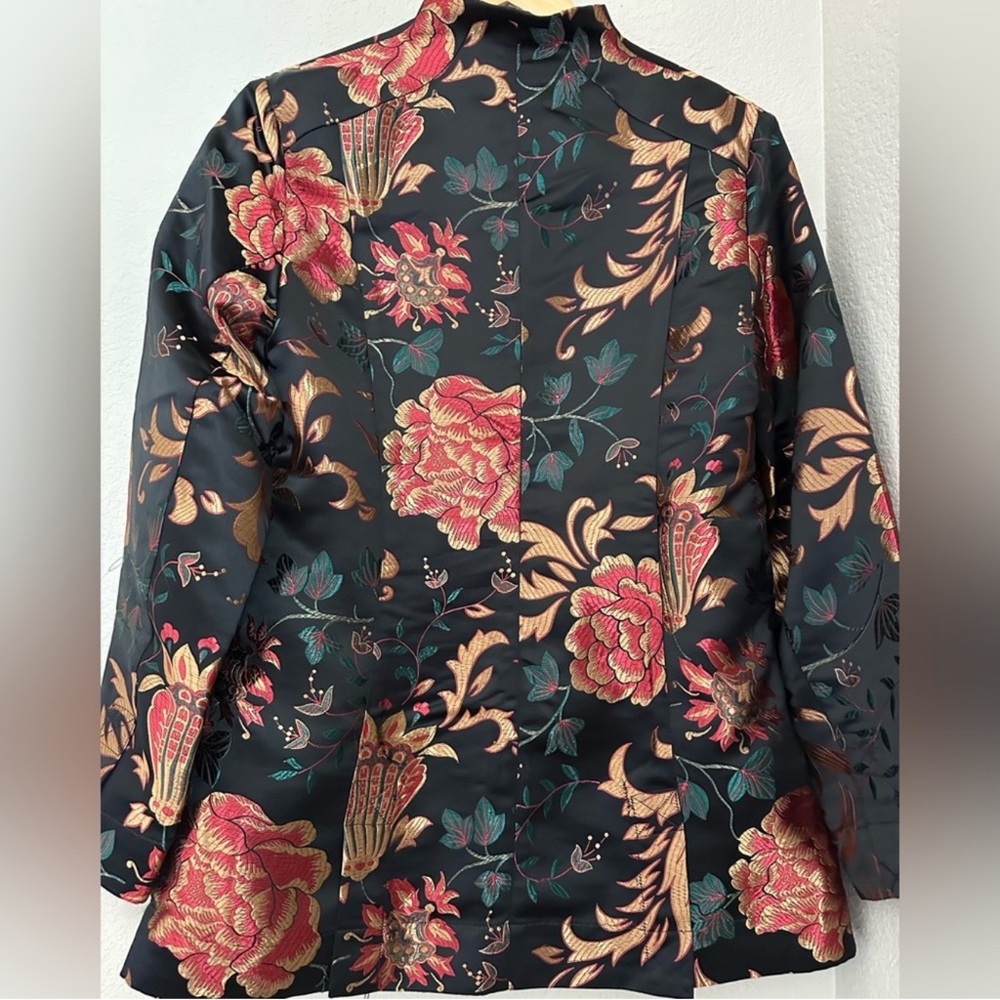 Soft Surroundings Black Floral Blazer Moon Dynasty - Picture 3 of 10